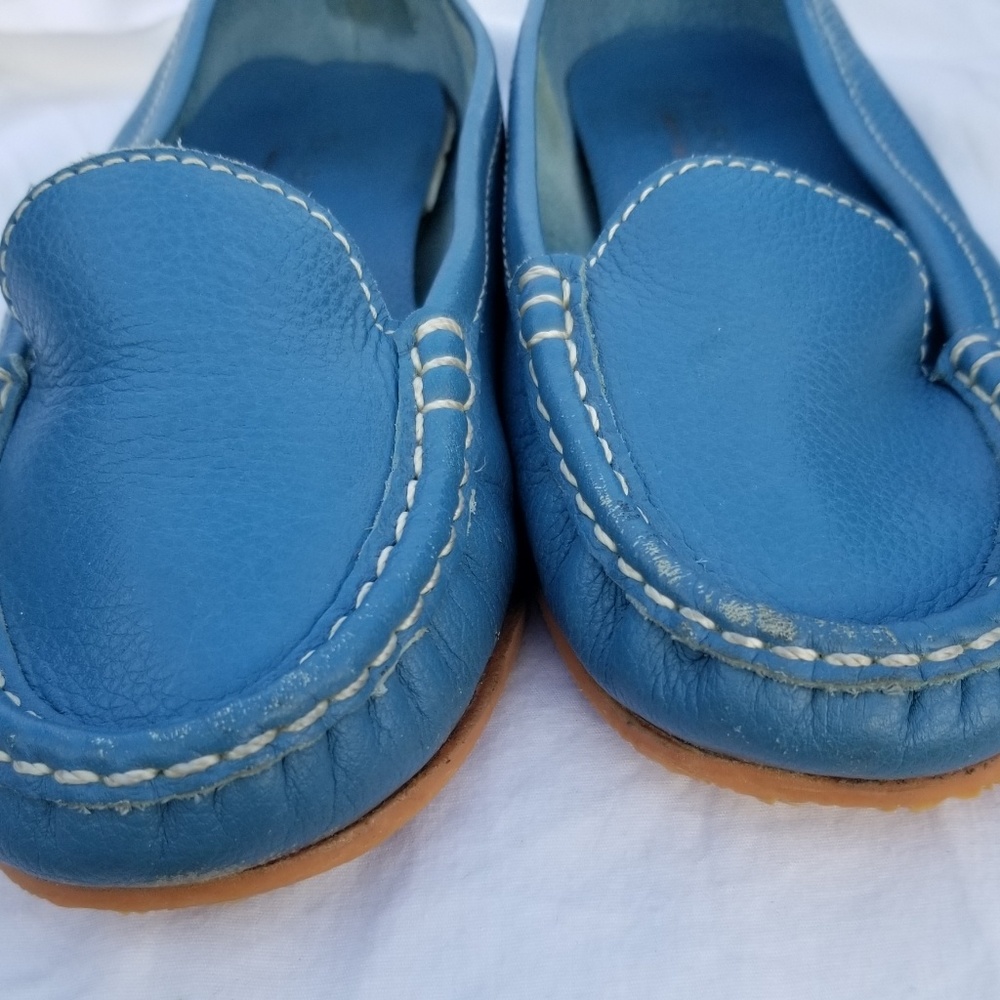 Talbot's , Cornflower Blue, soft leather flat loafers - Picture 2 of 5